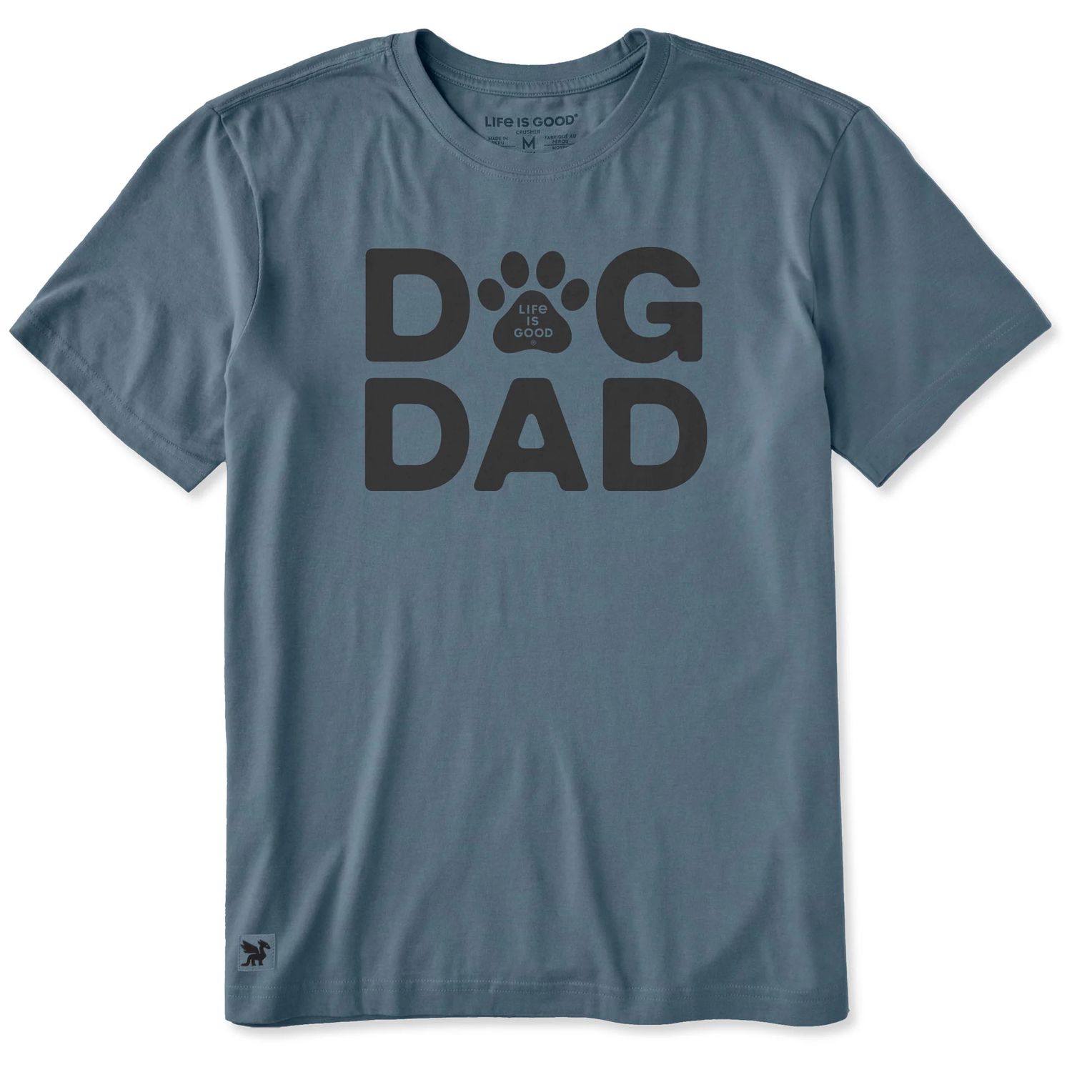 Life is Good Men's Paw Dog Dad Short Sleeve Tee Shirt, Color: Slate Blue, Size: Small