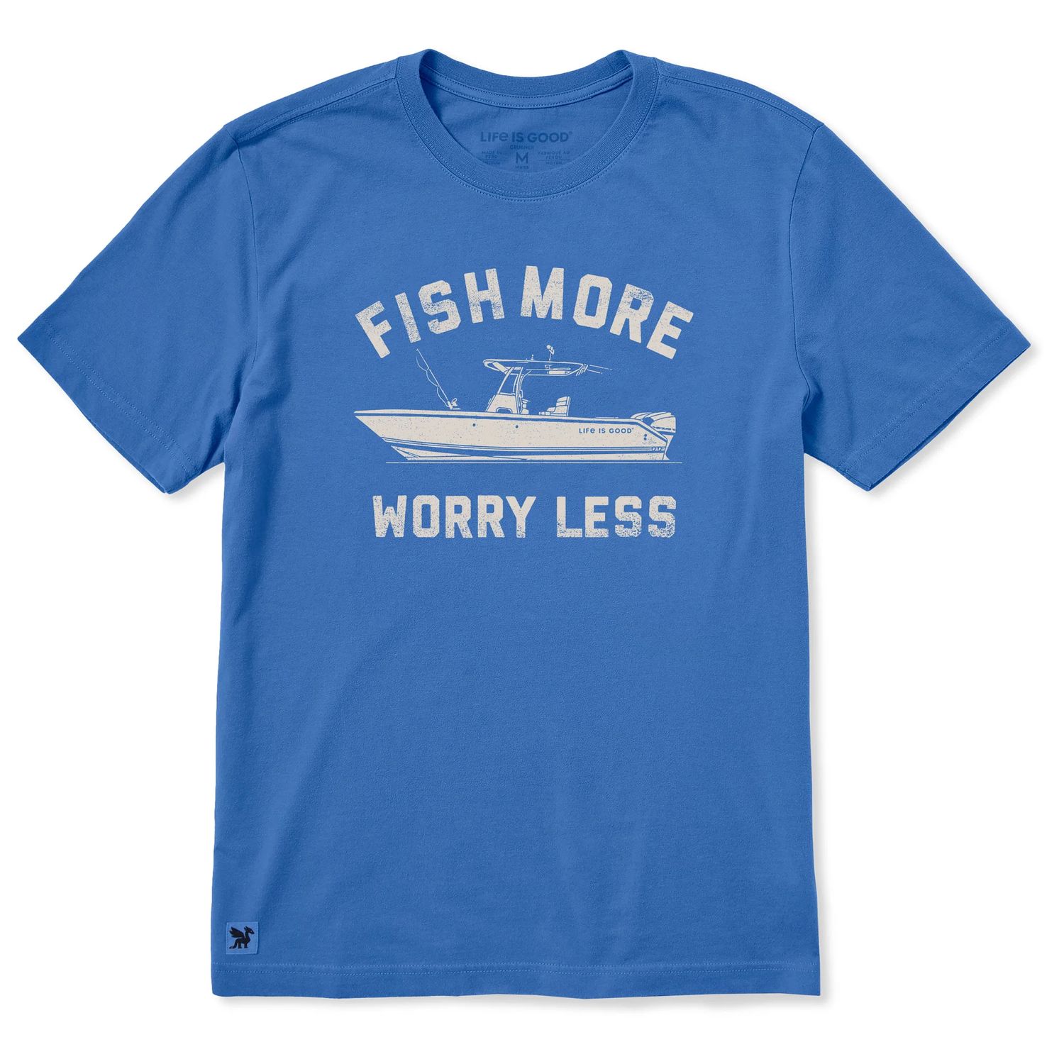 Life is Good Men's Fish More Boat Short Sleeve Tee Shirt, Color: Athletic Blue, Size: Large