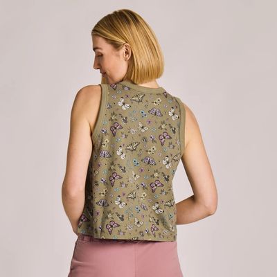 Life is Good Women's Butterfly Garden Pattern Tank Top