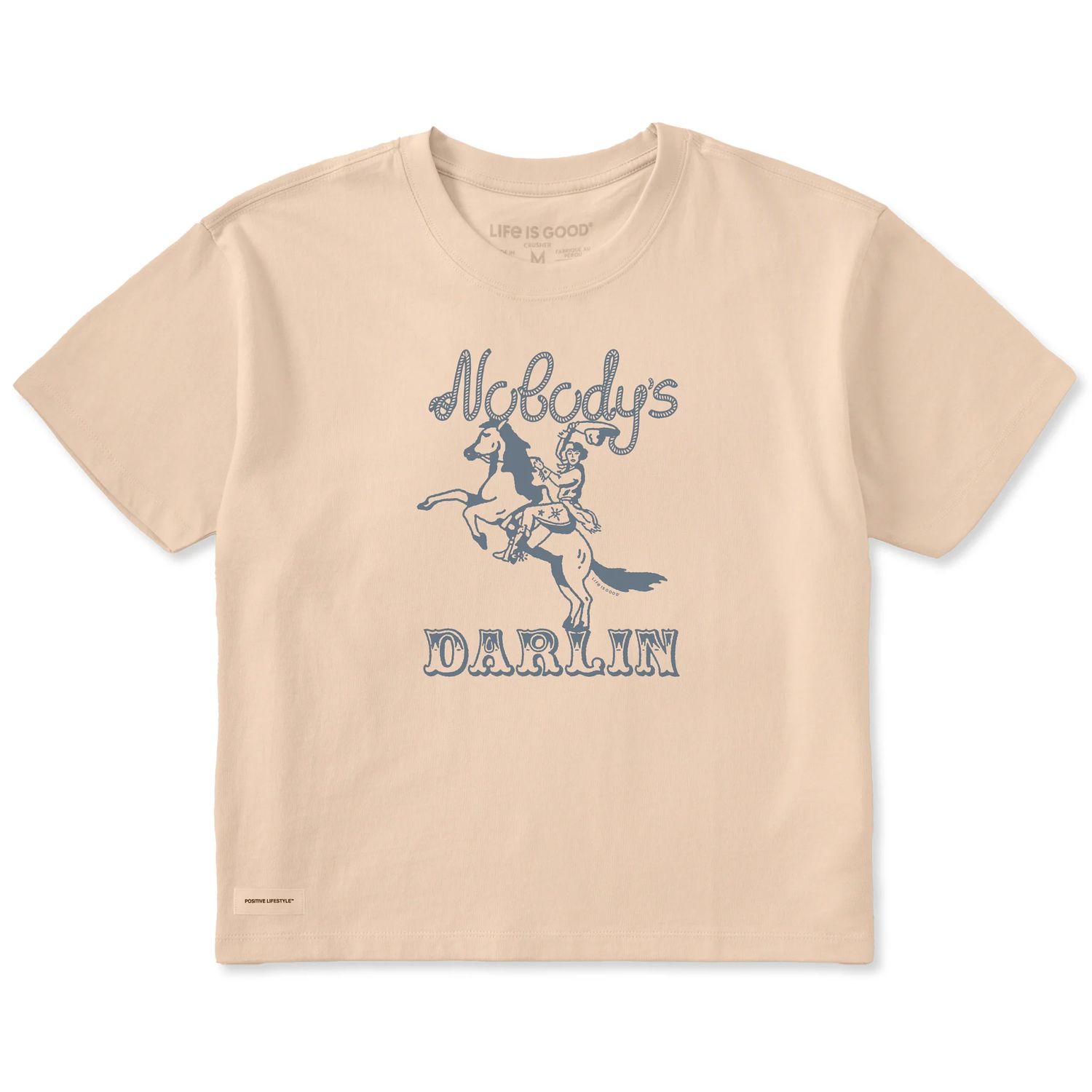Life is Good Women's Nobody's Darlin Cowgirl Short Sleeve Tee Shirt, Color: Birch White, Size: XS