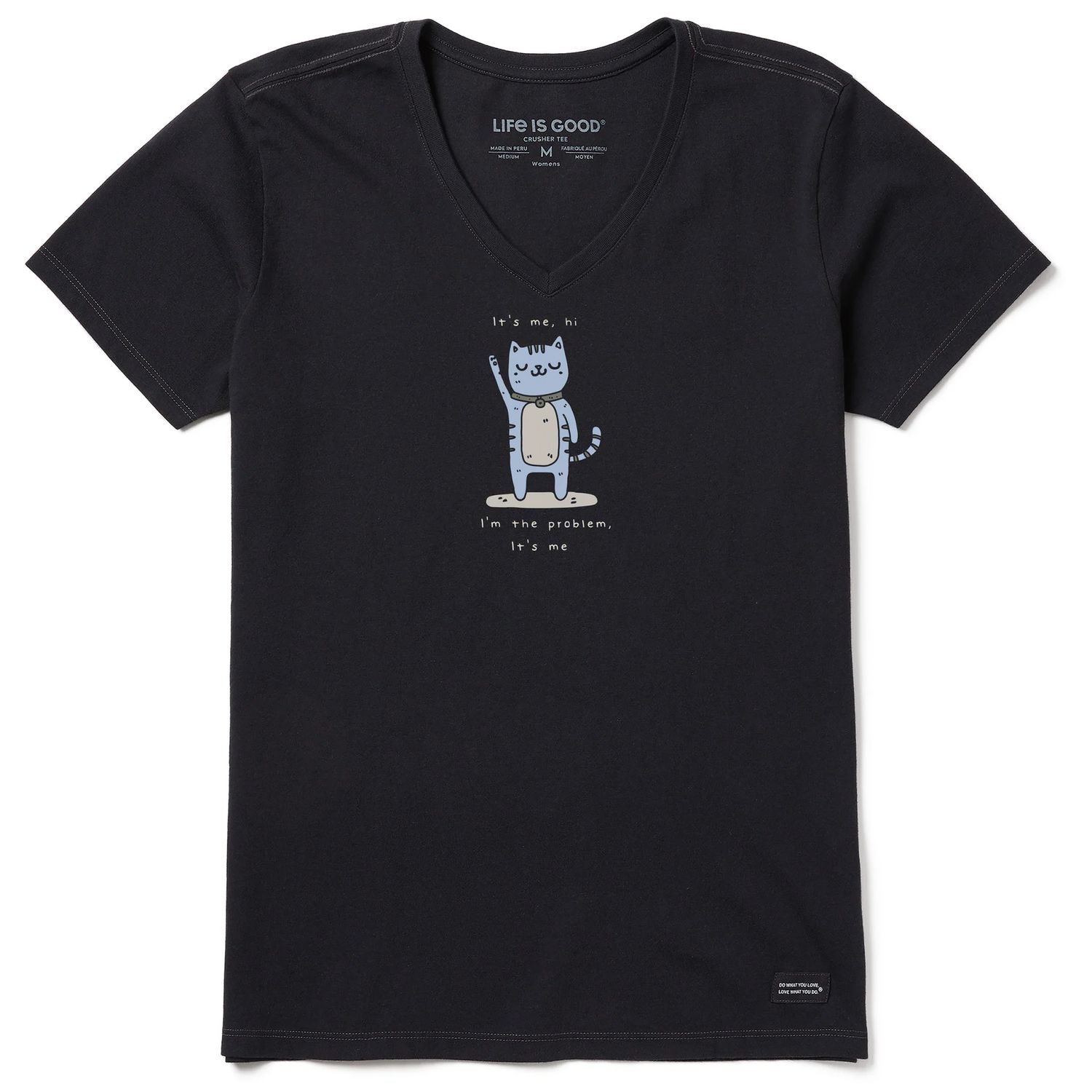 Life is Good Women's It's Me The Problem Cat Short Sleeve Tee Shirt, Color: Faded Black, Size: XS