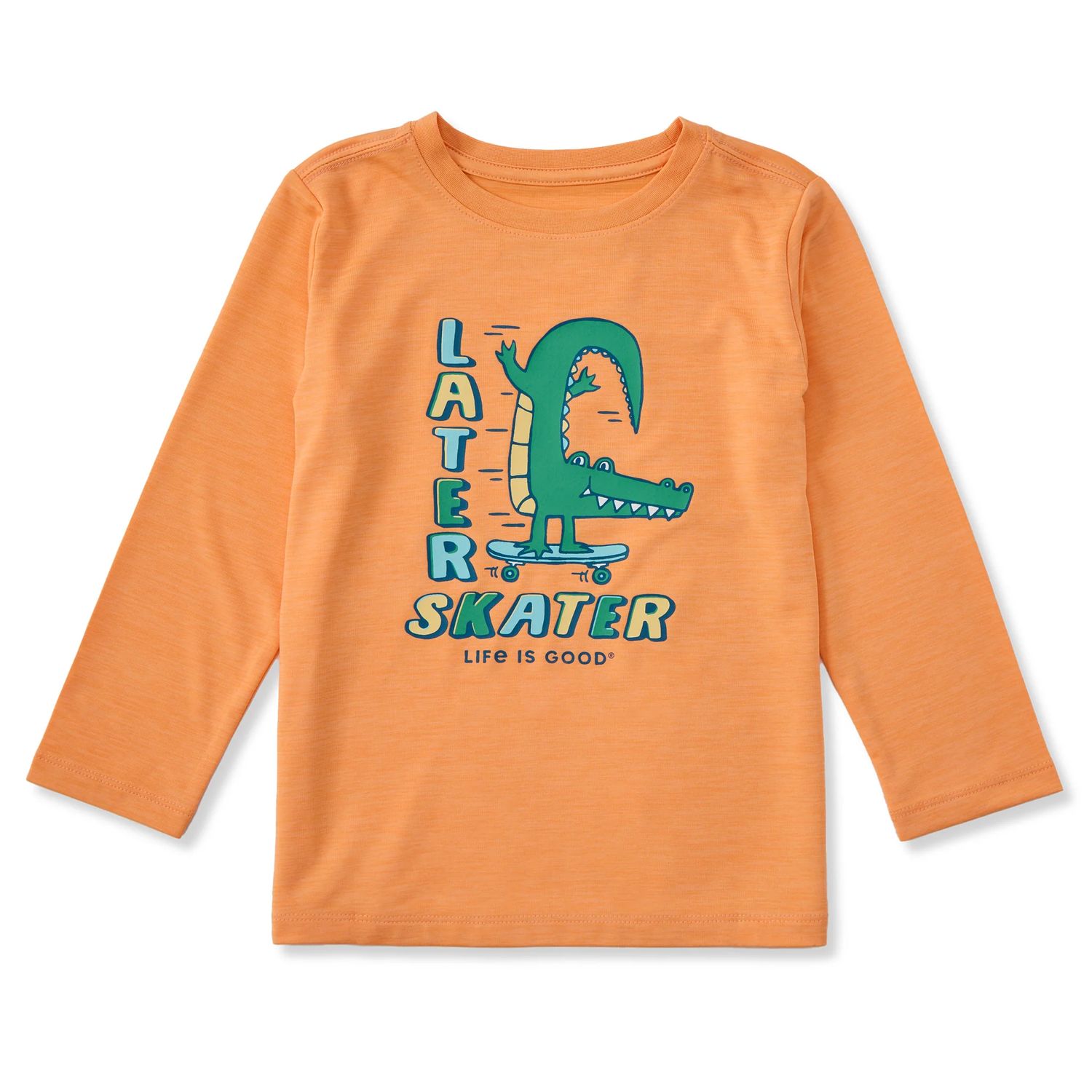 Life is Good Later Skater Alligator UPF Long Sleeve Toddler Tee Shirt, Color: Canyon Orange, Size: 18M