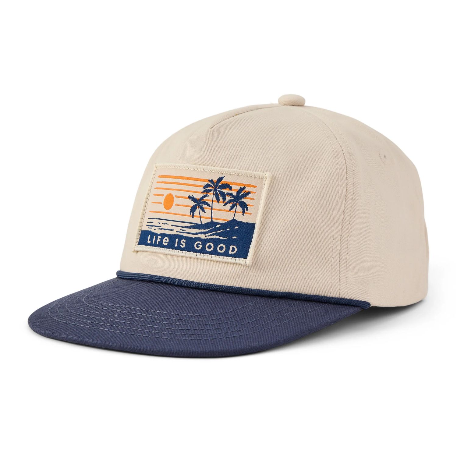 Life is Good Adult Unisex Scenic Palms Twill Rope Hat, Color: Birch White, Size: OS