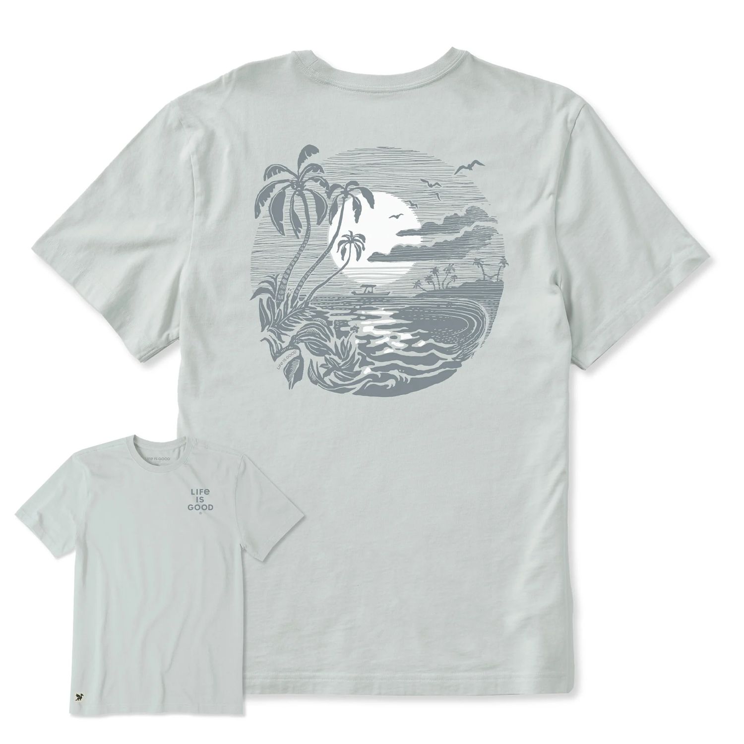 Life is Good Men's Seaside Midnight Swirl Short Sleeve Tee Shirt, Color: Fog Gray, Size: Medium