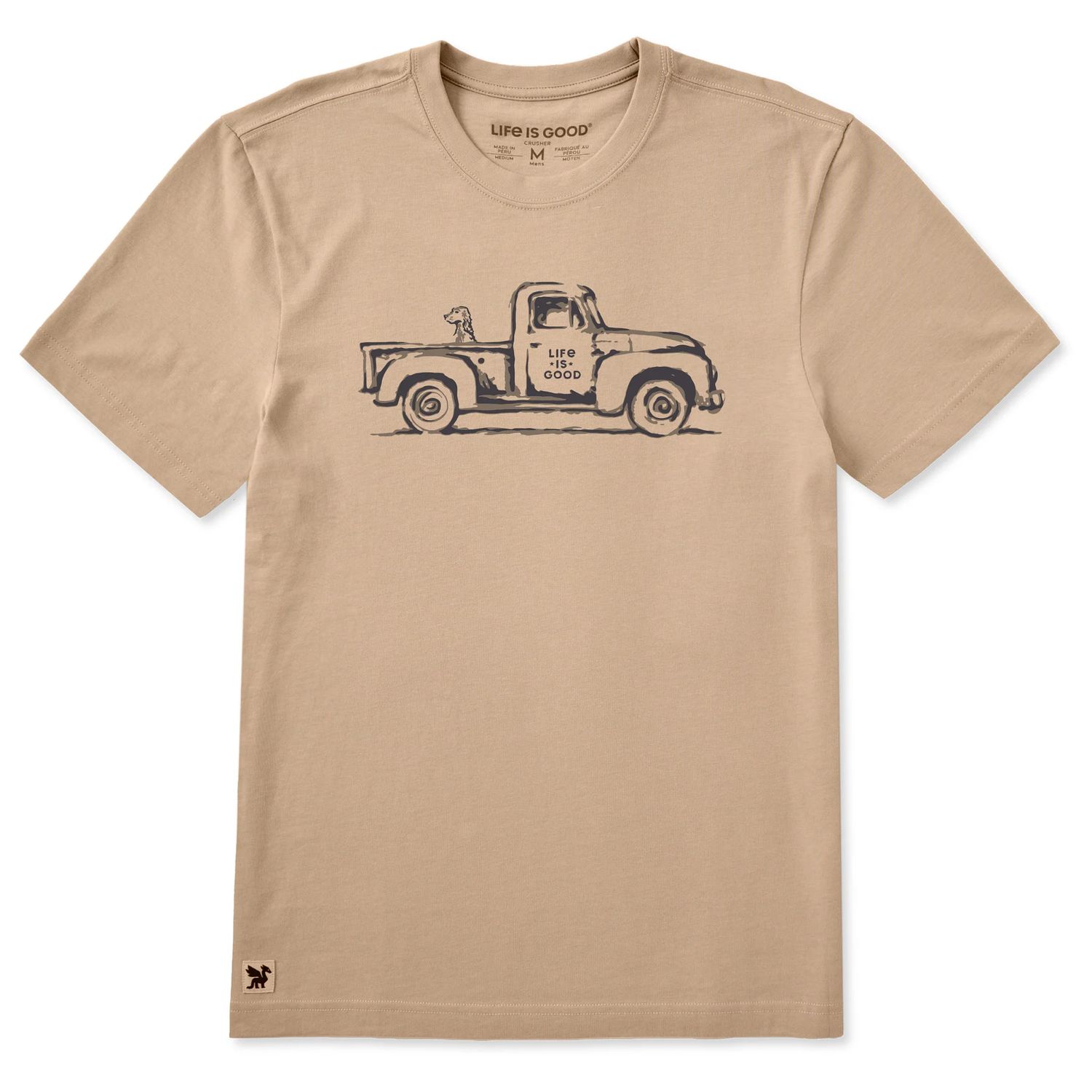 Life is Good Men's Trusty Pick Up Short Sleeve Tee Shirt, Color: Oat Brown, Size: Large