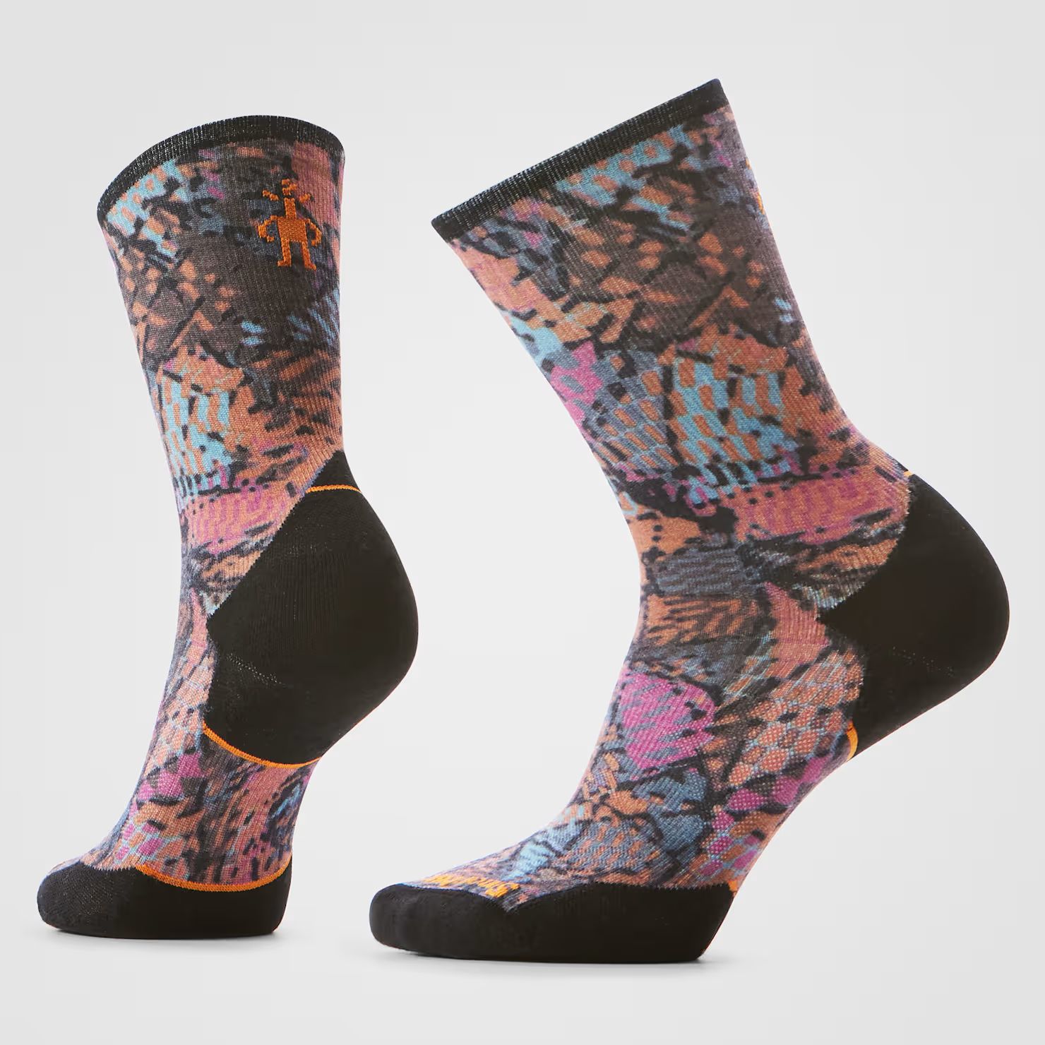 W's Trail Run Targeted Cushion Triangle Prism Print Crew Sock-D, Color: Garden Pink, Size: Small