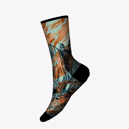 Smartwool Bike Zero Cushion Rugged Ride Print Crew Socks-D, Color: Capri, Size: Medium