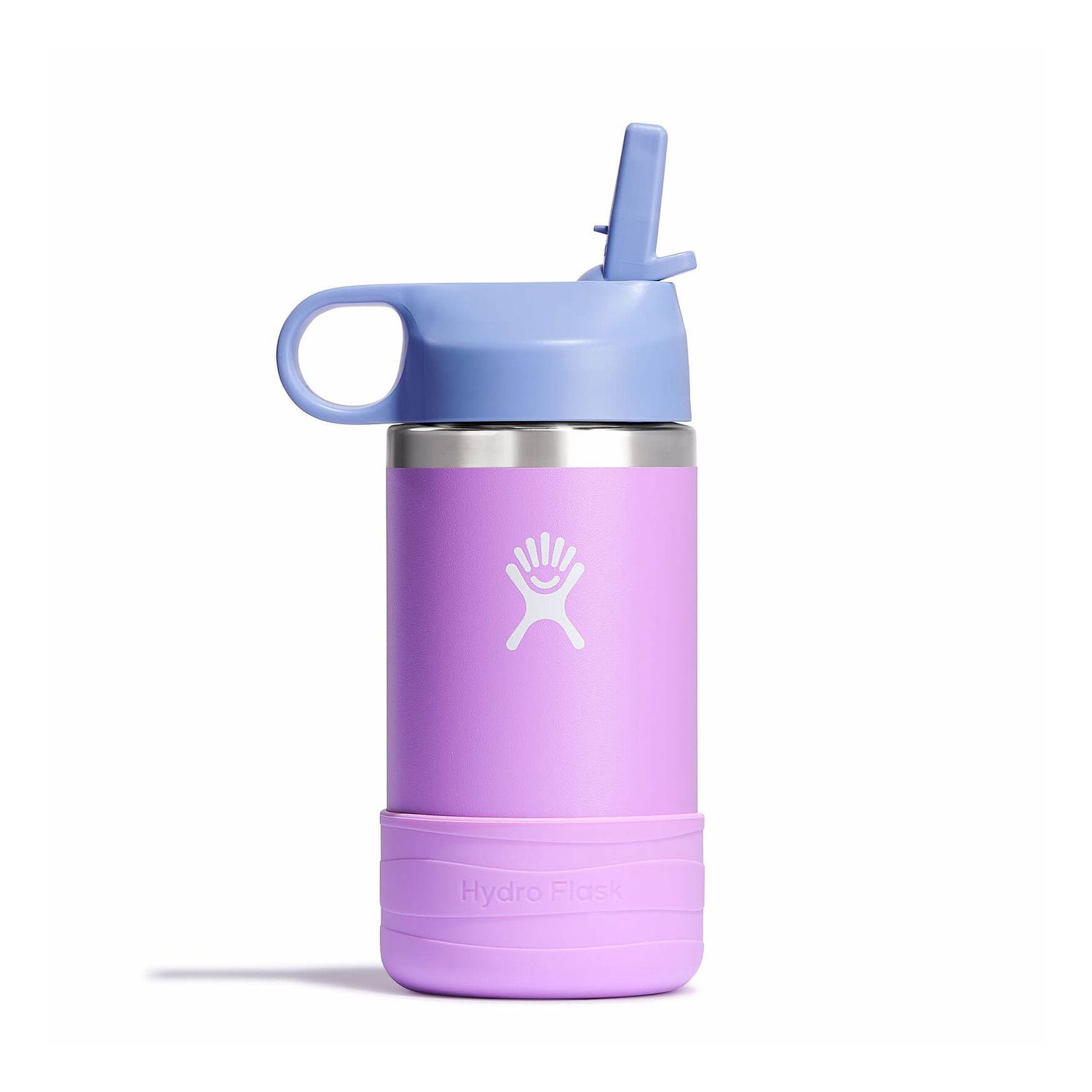12 Oz Wide Mouth Hydro Flask w/Straw Lid and Boot for Kids, Color: Anemone