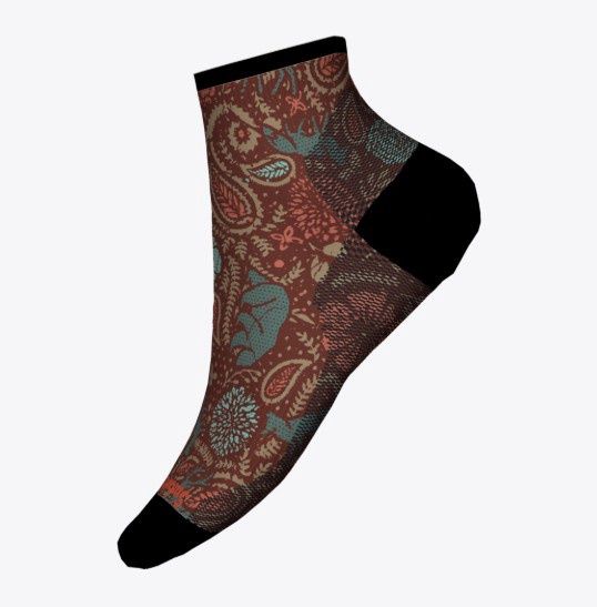Smartwool W's Bike Zero Cushion Paisley Print Ankle Socks-D, Color: Picante, Size: Small