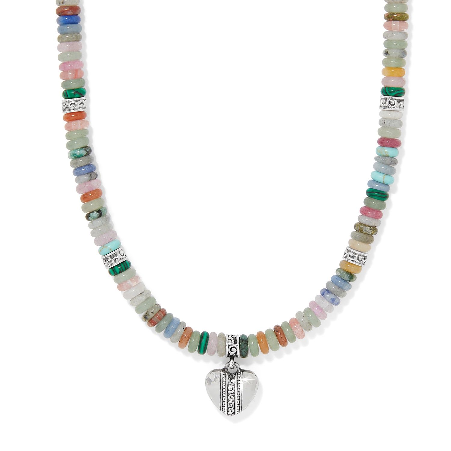Brighton Mingle Sweetheart Bead Necklace, Color: Silver/Multi