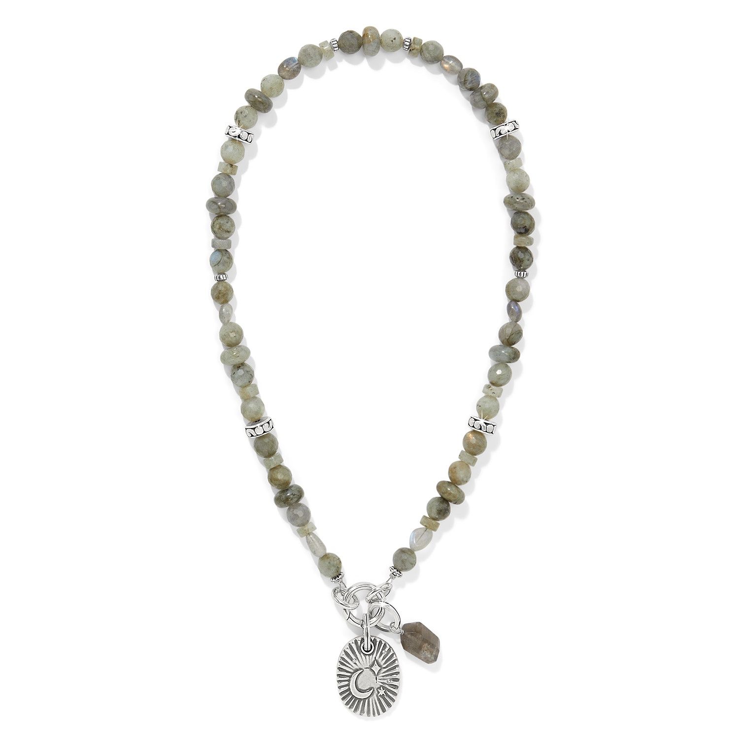 Token Charm Labradorite Necklace, Color: Silver/Gray
