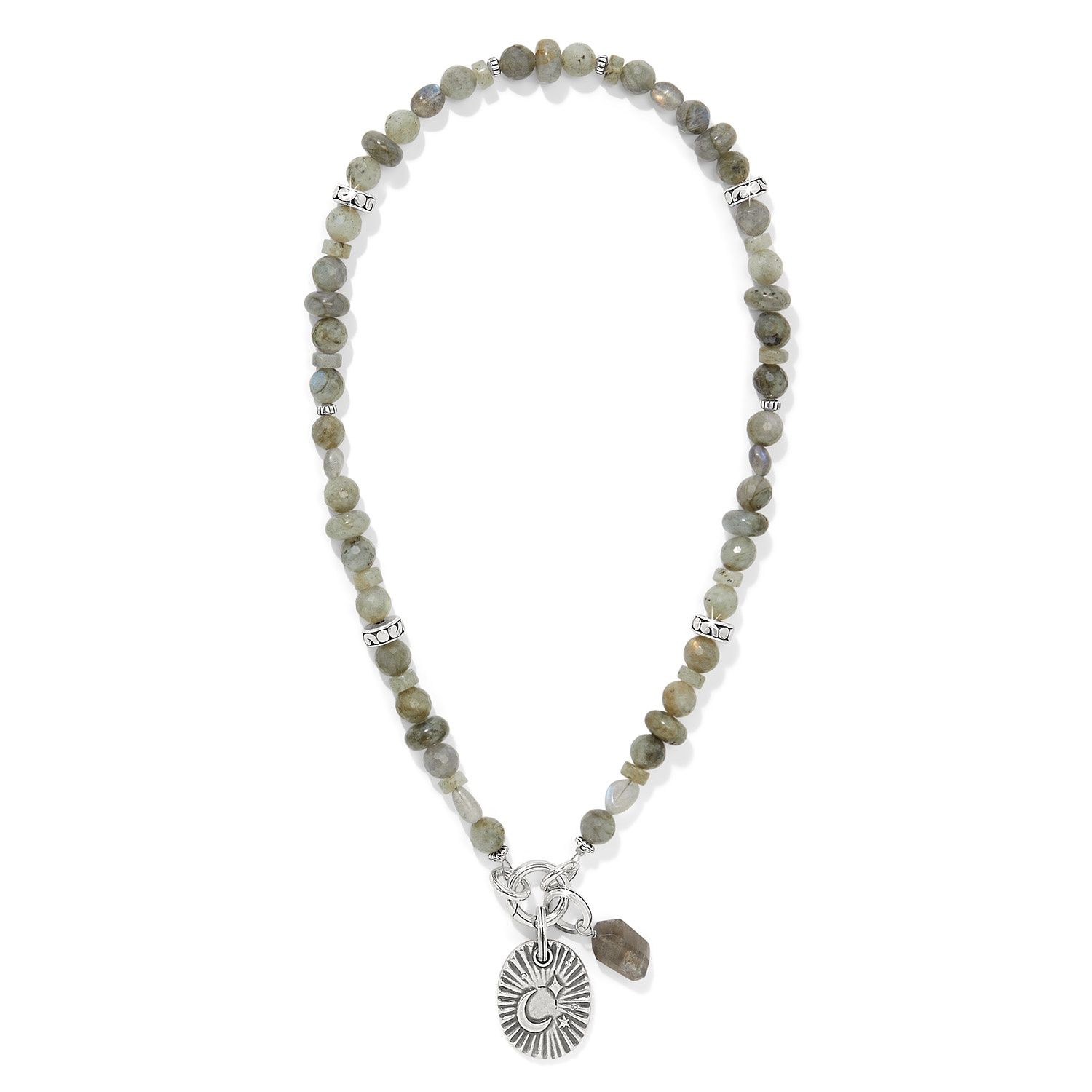Brighton Token Charm Labradorite Necklace, Color: Silver/Gray