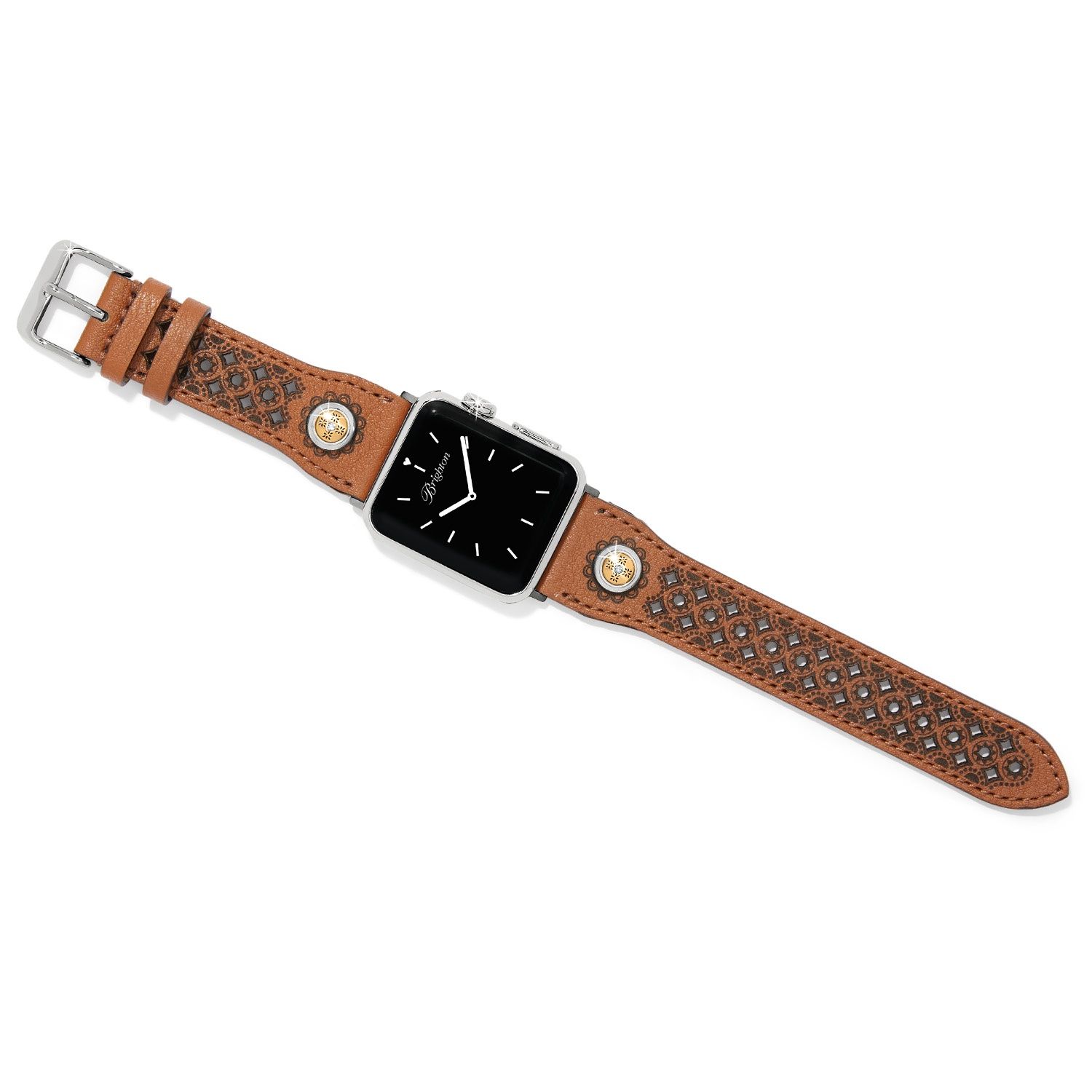 Brighton Mosaic Leather Watch Band, Color: Bourbon