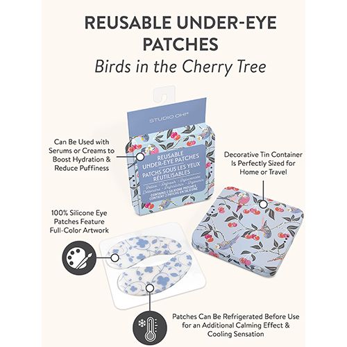 Re-Usable Under-Eye Patches, Pattern: Birds in the Cherry Tree