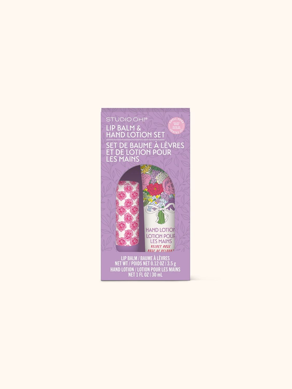 Studio Oh! Lip Balm &amp; Hand Lotion Set, Pattern: Petite Rose