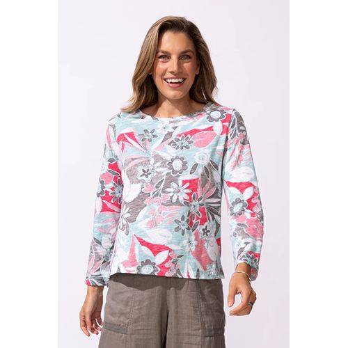 Fiji Floral Boxy Tee, Color: Poppy, Size: XS