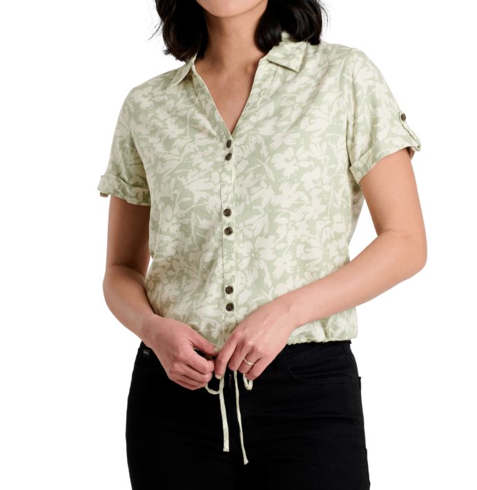 Kuhl Women's Liliana Short Sleeve Shirt, Color: Sea Foam Print, Size: Small