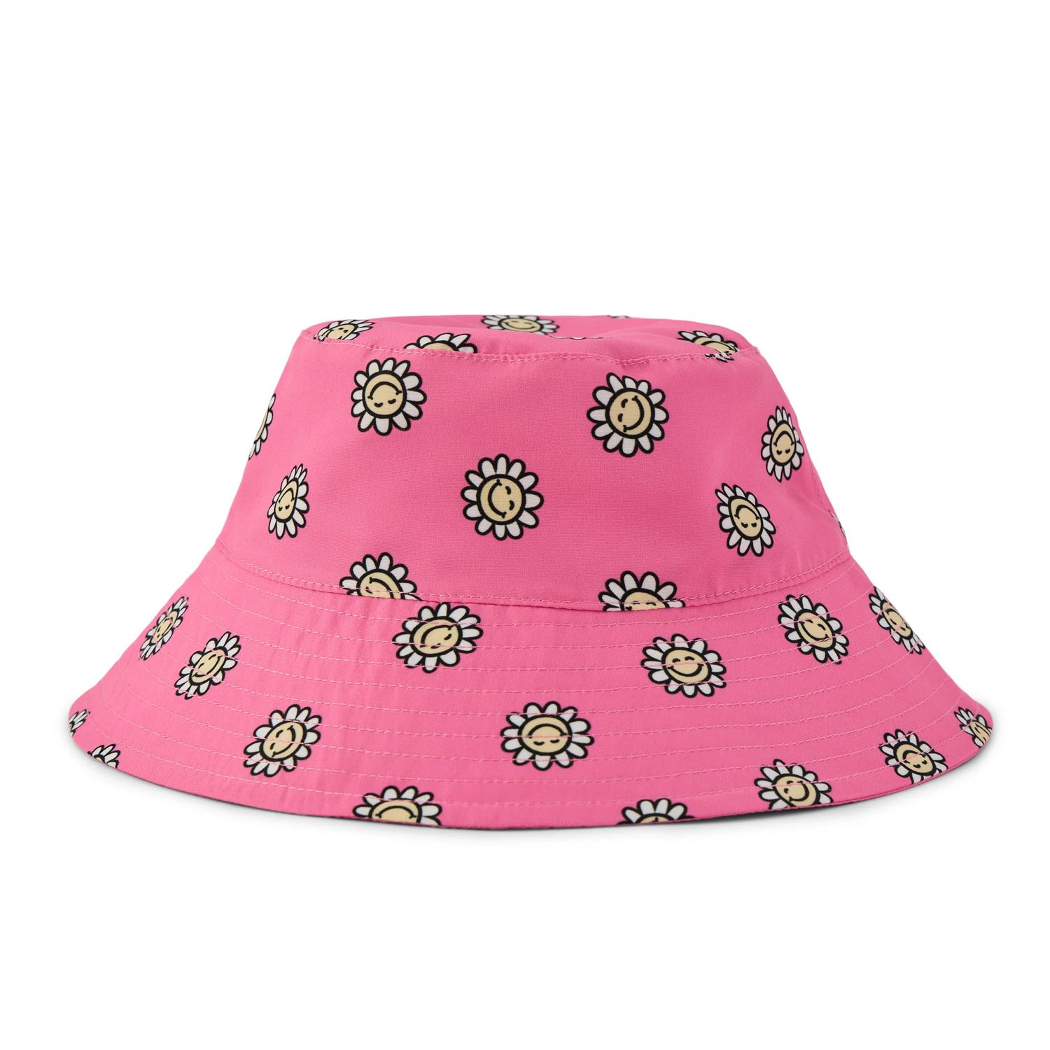 Kids Smile Daisy Pattern Made In The Shade Bucket Hat, Color: Watermelon Pink, Size: 6-12