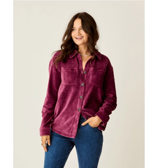 Carve Designs Hudson Stretch Cord Shacket, Color: Nirvana, Size: Small