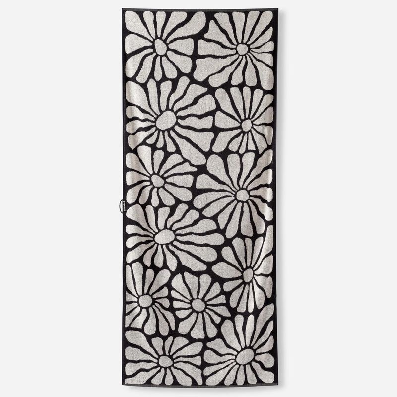 Regenerative Organic Beach Towel - Lazy Daisy Black