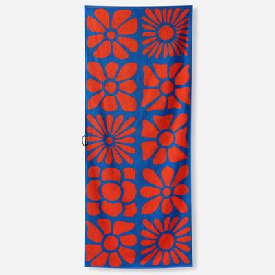 Regenerative Organic Beach Towel - Big Flowers Stellar Orange