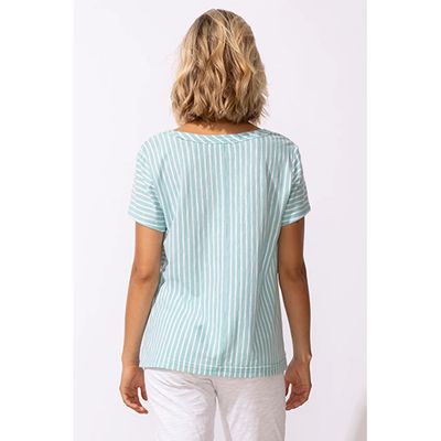 Escape Santa Barbara Stripe Seamed Short Sleeve Tee, Women's