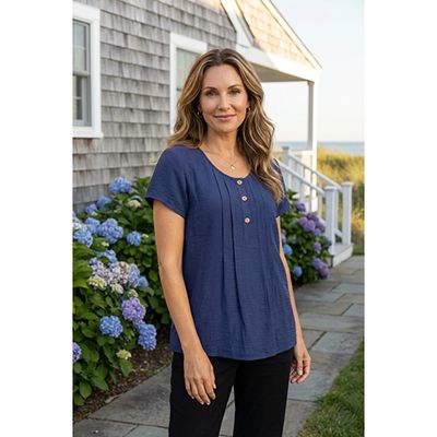 Regatta Rayon Solid Pleated Pullover
