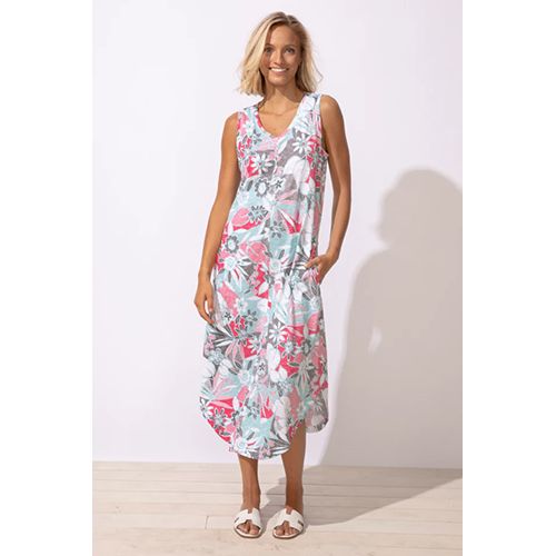 Fui Floral Sleeveless Seamed Dress, Color: Poppy, Size: Small