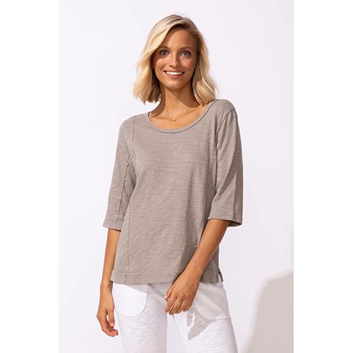 Cotton Slub Seamed Elbow Tee, Color: Fog, Size: Small