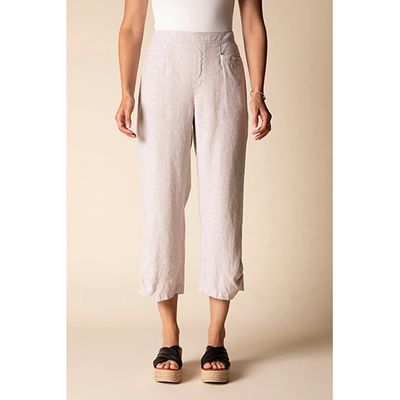 Habitat Linen Solid Pleat Button Capri, Women's
