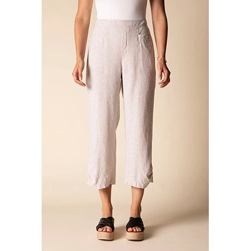 Habitat Linen Solid Pleat Button Capri, Women's, Color: Oatmeal, Size: XS