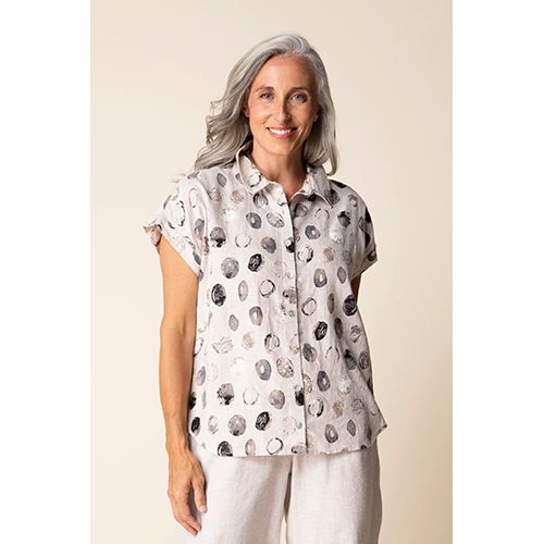 Habitat Linen Dot Print Cabana Women's Shirt, Color: Oatmeal, Size: Small