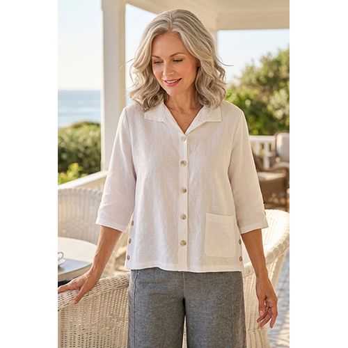 Habitat Linen Solid Camp Shirt, Women's