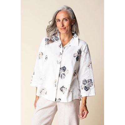 Habitat Linen Floral Print Retro Swing Women's Shirt