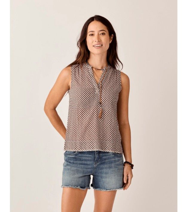 Carve Designs Dylan Tank, Color: Coco Check, Size: XS