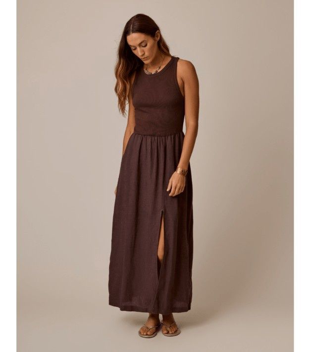 Carve Designs Lark Linen Dress, Color: Coffee Chambray, Size: XS