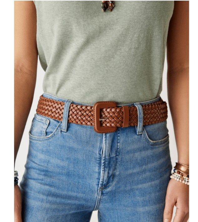 Carve Designs Woven Leather Belt, Color: Dark Brown, Size: XS/SM