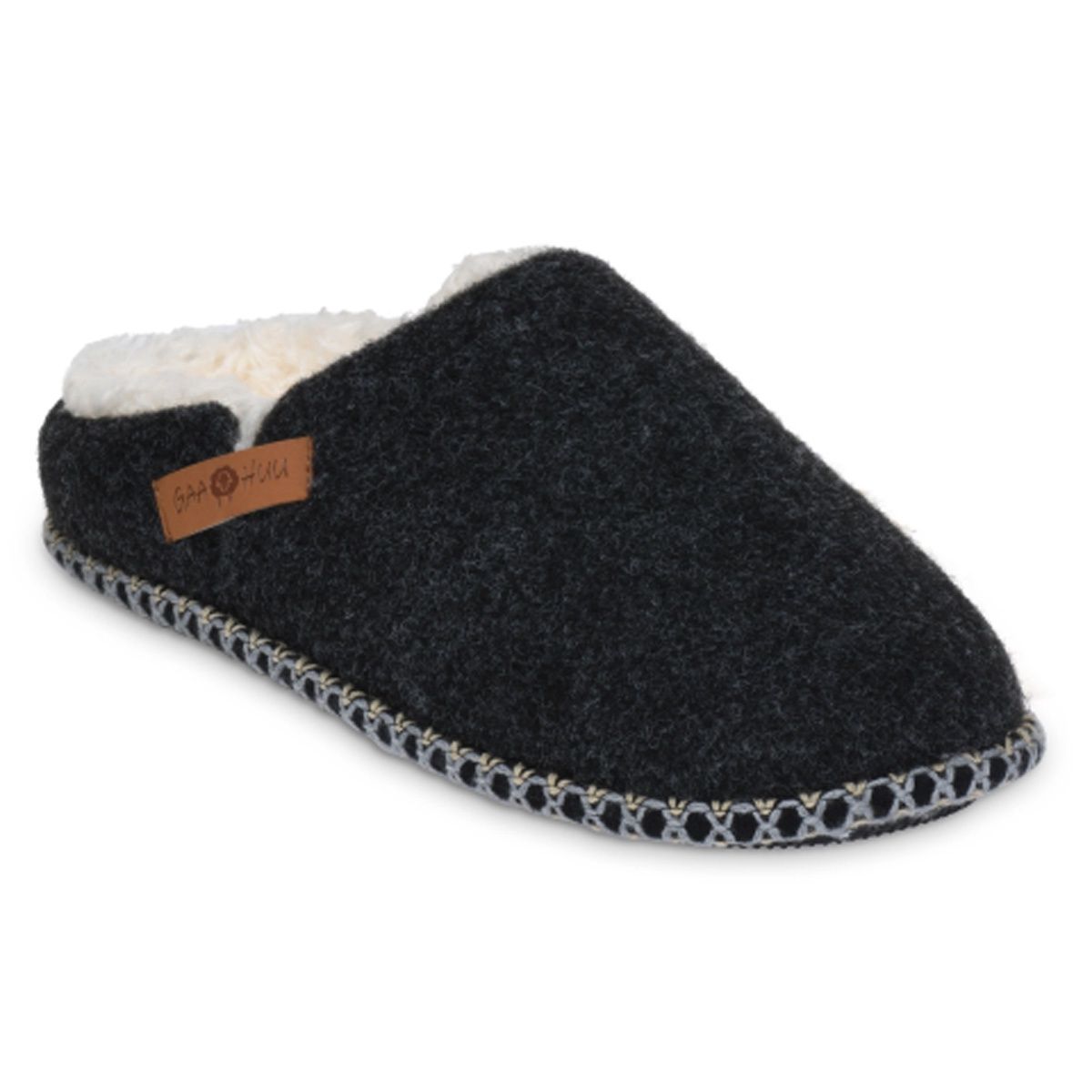 Women's Faux Wool Memory Foam Clog Slipper, Color: Black, Size: Small (5 -6)
