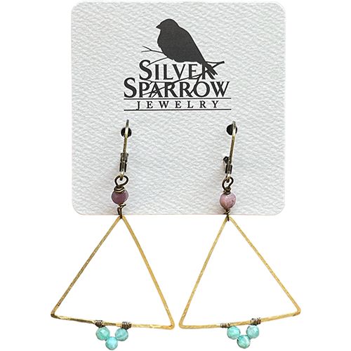 Silver Sparrow Brass triangle with Amazonite, Color: Silver