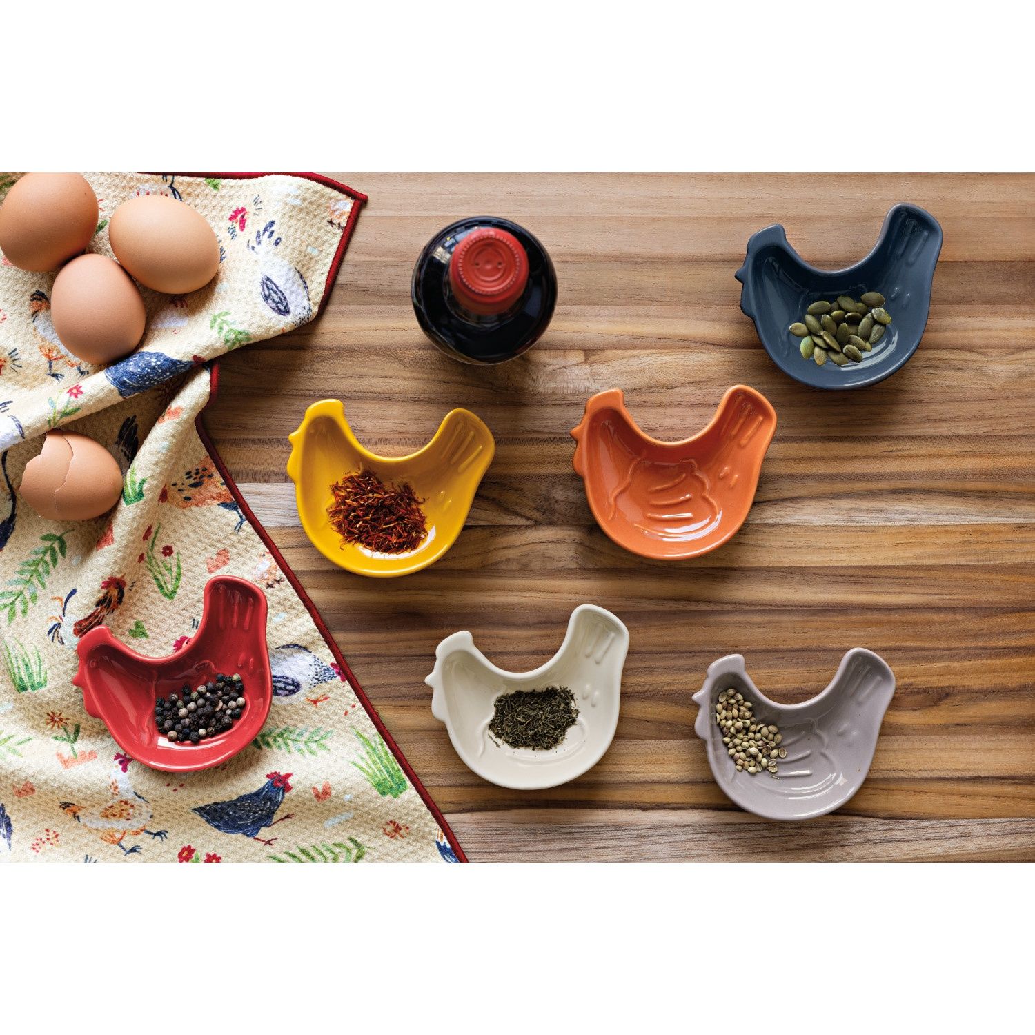 Shaped Pinch Bowl Set of 6 - Chickens