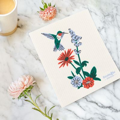 Swedish Dishcloth - Hummingbird Floral