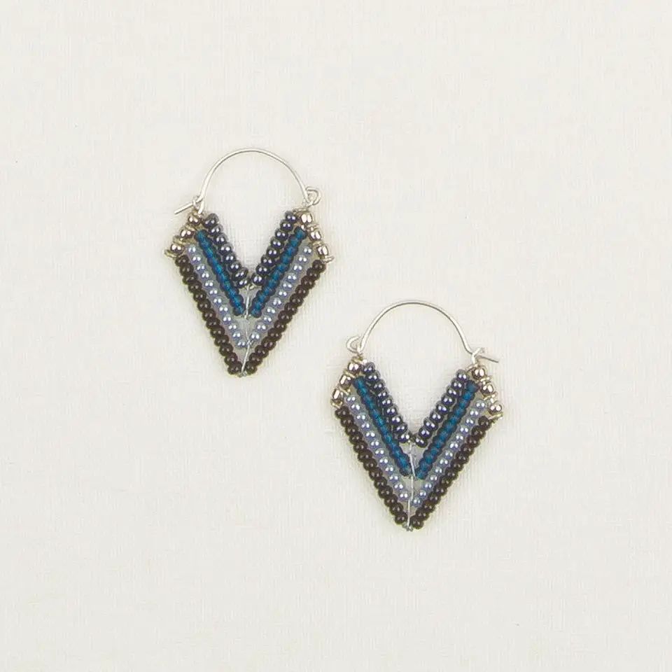 Altiplano Jewelry Chevron Bead Hoop Earrings, Color: Black/Navy