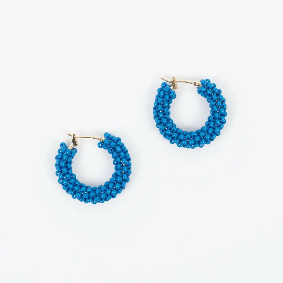 Altiplano Jewelry Pop of Color Beaded Hoop Earring, Color: Blue