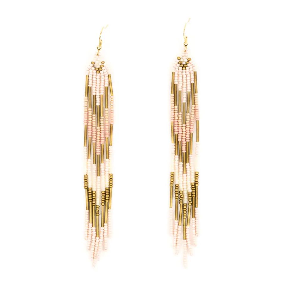 Free Spirit Fringe Earring, Color: Pink Gauze