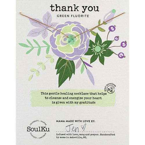 SoulKu Green Fluorite Soul-Full of Light Necklace For Thank You, Color: Green Fluorite, Size: 16 -18 inch