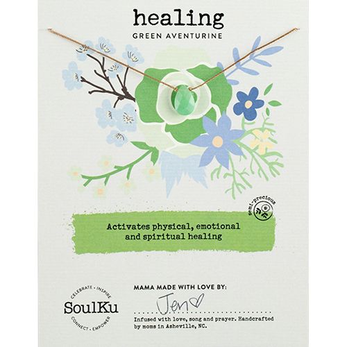 SoulKu Green Aventurine Soul-Full of Light Necklace For Healing, Color: Green Aventurine, Size: 16 -18 inch
