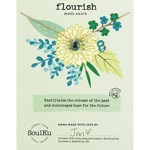 SoulKu Moss Agate Soul-Full of Light Necklace For Flourish, Color: Moss Agate, Size: 16 -18 inch