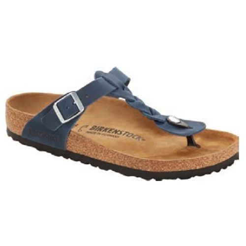 Birkenstock Women's Gizeh Braided Oiled Leather-Regular-D, Color: Navy, Size: 37