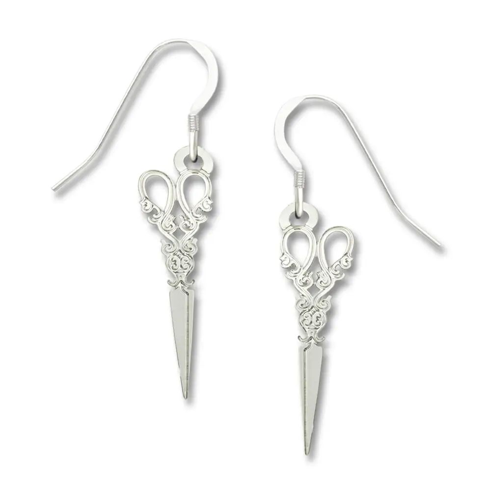Antique Scissor Earrings, Color: Silver