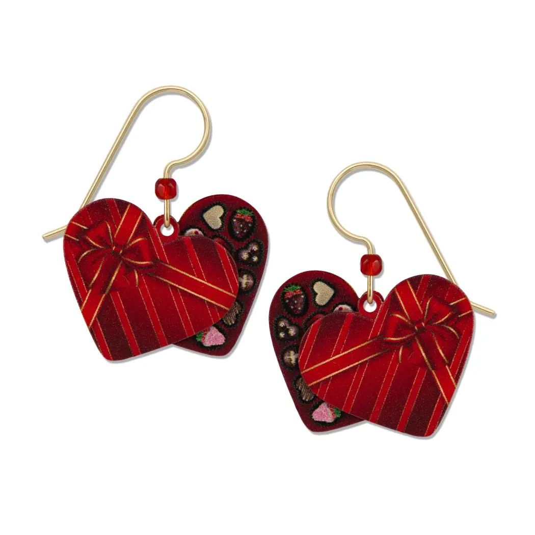 Valentine's Box of Chocolates Earrings, Color: Gold
